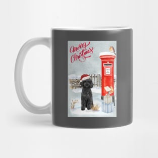 Black Poodle Merry Christmas Santa Dog Mug